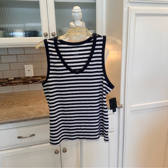 Cynthia Rowley Striped Blue & White Sleeveless Top NWT Size XL Tank Top - Picture 1 of 6